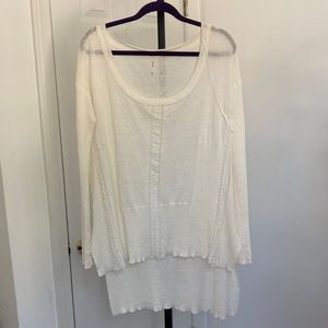 Free People Cream Light Lace Knit Sweater
